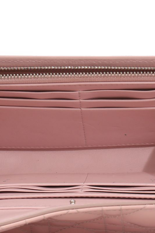 Christian Dior Blush Pink Cannage Patent Lady Dior Wallet On Chain