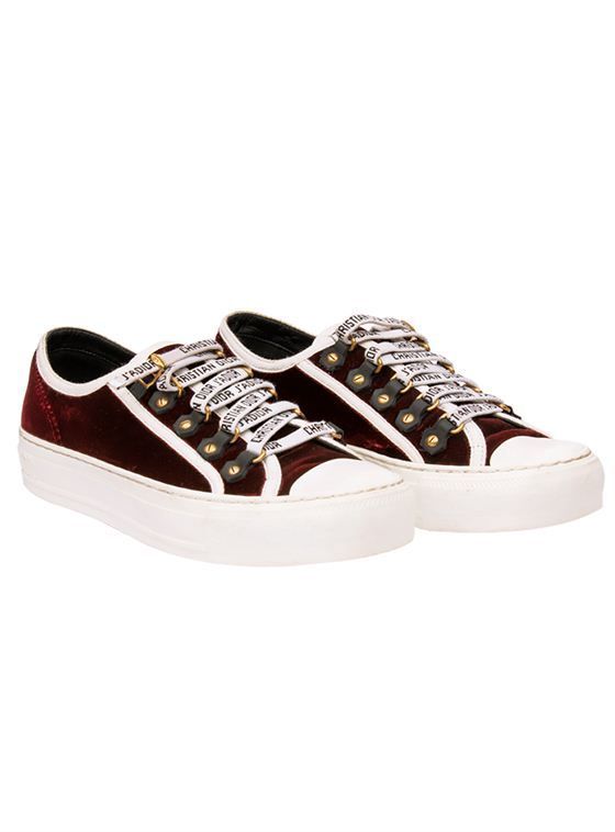 CHRISTIAN DIOR BURGUNDY VELVET WALK & DIOR SNEAKERS