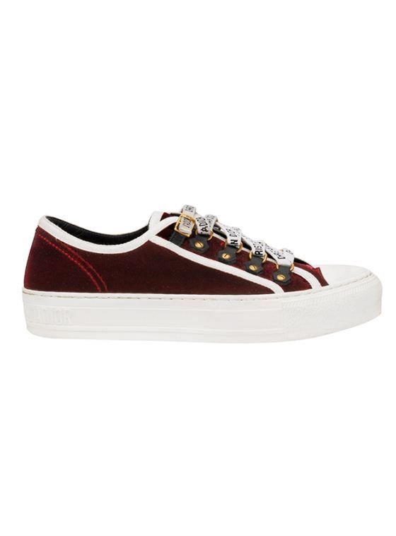 CHRISTIAN DIOR BURGUNDY VELVET WALK & DIOR SNEAKERS