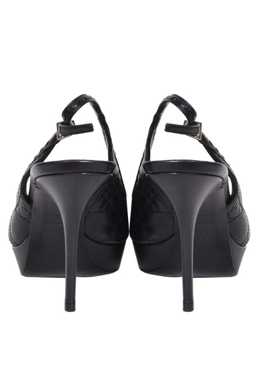 Christian Dior Cannage Black Leather Peep Toe Pumps