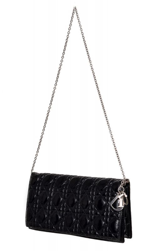 Christian Dior Cannage Quilted Leather Lady Dior Wallet on Chain Handbag