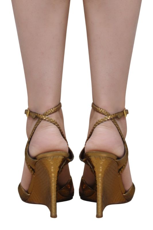 Christian Dior Criss-Cross Gold Tone Wedges