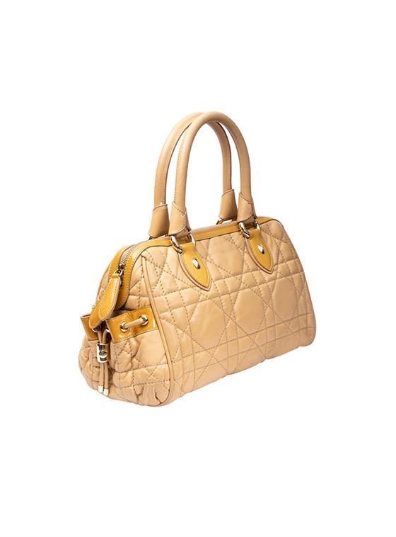 CHRISTIAN DIOR DIOR CANNAGE BEIGE LEATHER SHOULDER