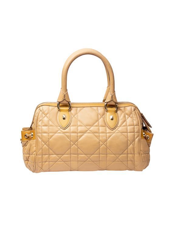 CHRISTIAN DIOR DIOR CANNAGE BEIGE LEATHER SHOULDER