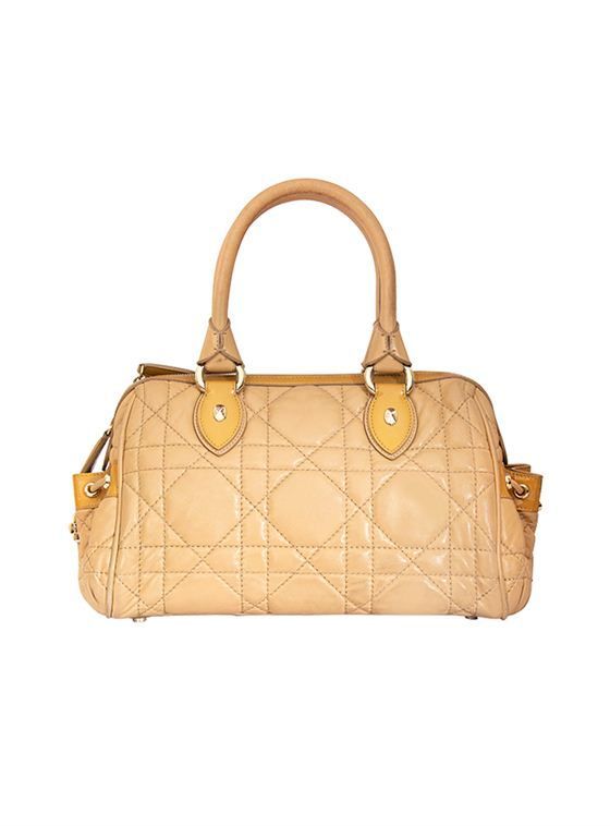 CHRISTIAN DIOR DIOR CANNAGE BEIGE LEATHER SHOULDER