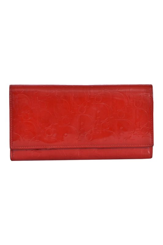 Christian Dior Embossed Monogram Patent Leather Wallet