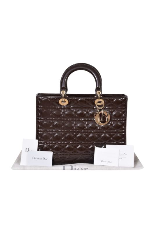 Christian Dior Lady Dior Patent Cannage Calfskin Handbag