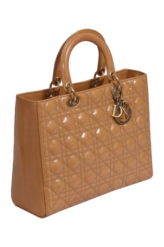 Christian Dior Large Patent Leather Lady Dior Bag