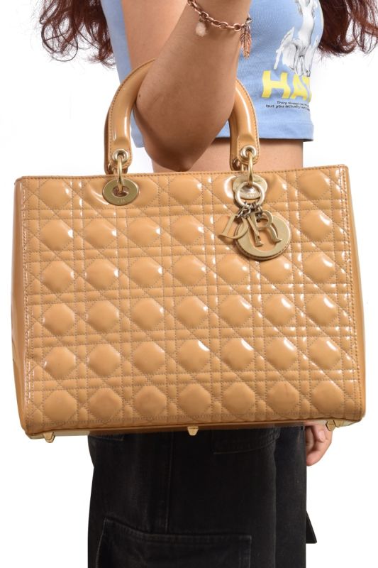 Christian Dior Large Patent Leather Lady Dior Bag