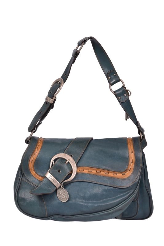 Christian Dior  Leather Large Gauncho Double Saddle Shoulder Bag