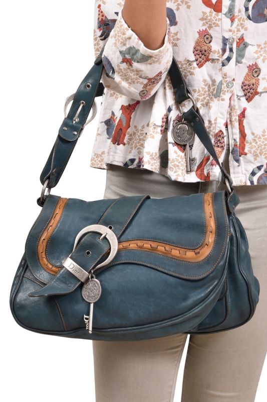 Christian Dior  Leather Large Gauncho Double Saddle Shoulder Bag