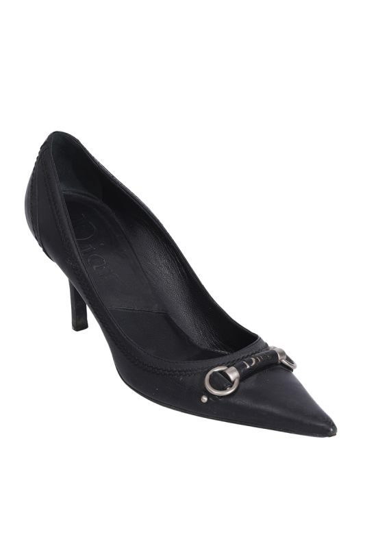 CHRISTIAN DIOR LEATHER WHIPSTITCH TRIM PUMPS