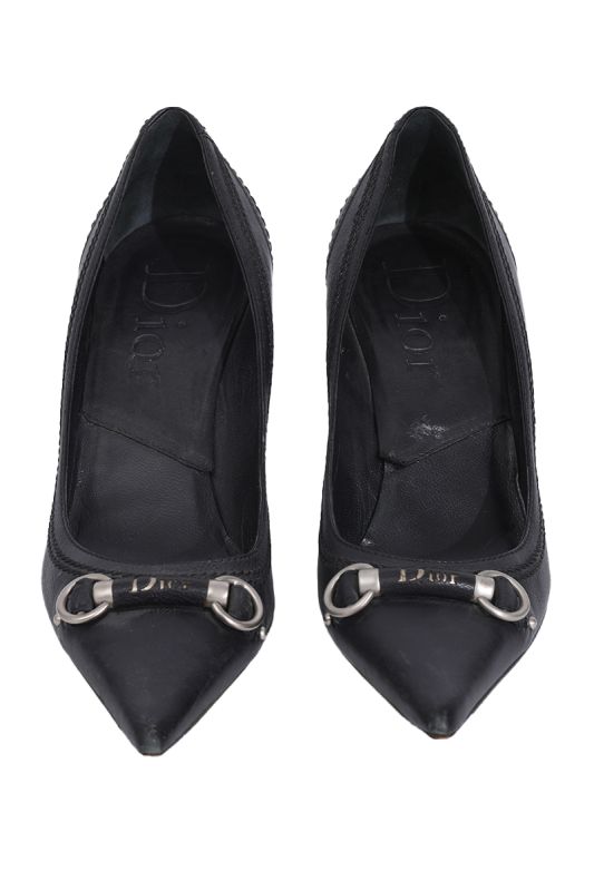 CHRISTIAN DIOR LEATHER WHIPSTITCH TRIM PUMPS
