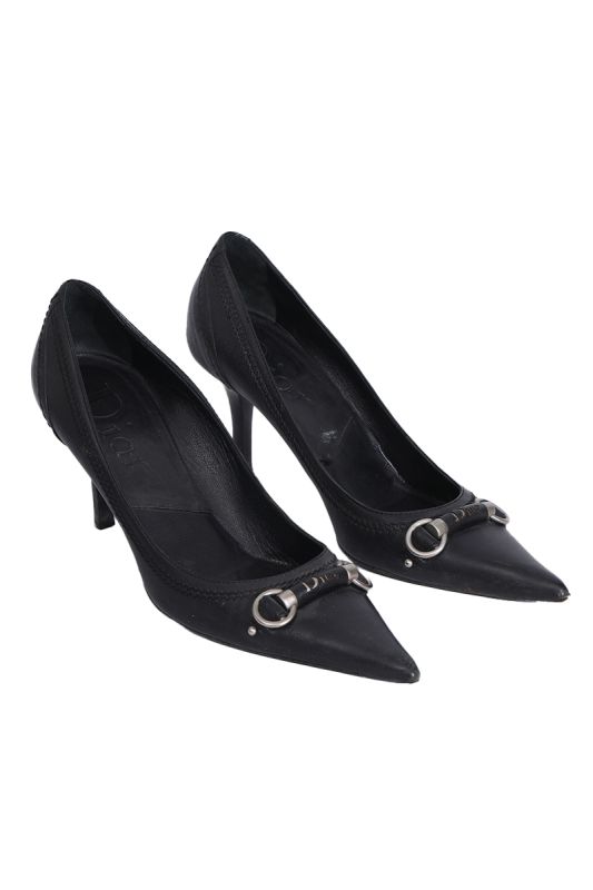 CHRISTIAN DIOR LEATHER WHIPSTITCH TRIM PUMPS