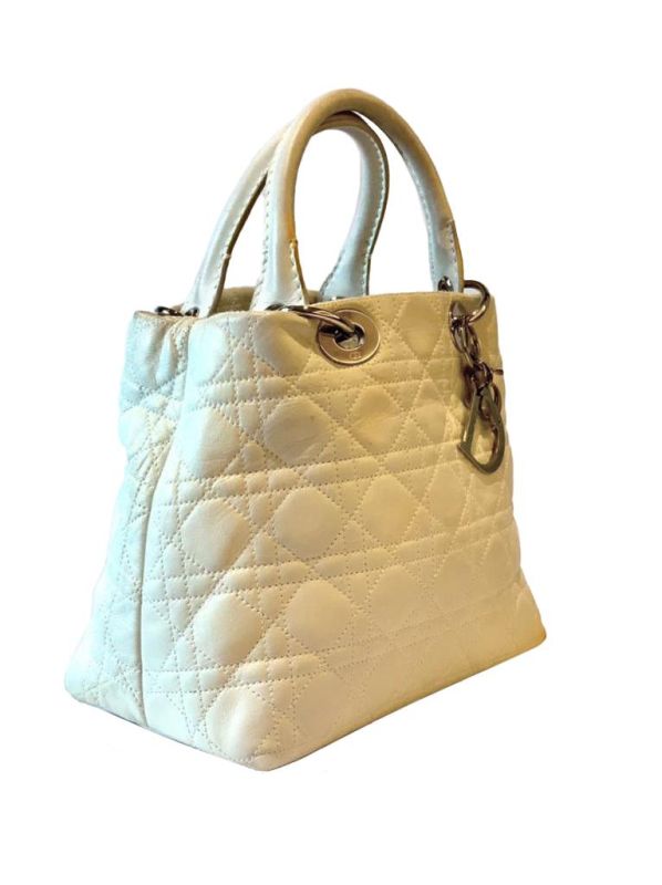 CHRISTIAN DIOR MINI LADY WHITE QUILTED BAG