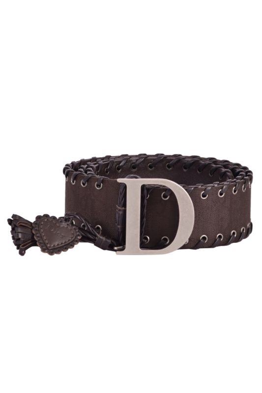 Christian Dior Oblique Monogram Brown Belt with Tassels