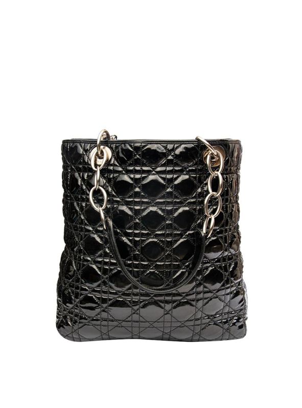 CHRISTIAN DIOR PATENT LEATHER CANNAGE TOTE