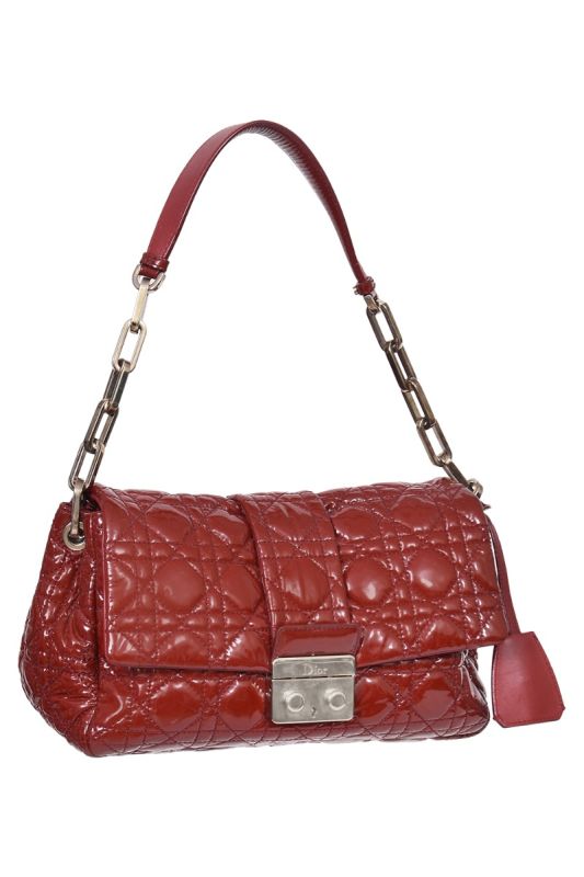 Christian Dior Patent Leather CannageNew Lock Flap Bag