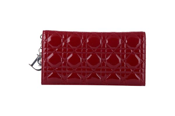CHRISTIAN DIOR PATENT LEATHER CHARMS CLUTCH