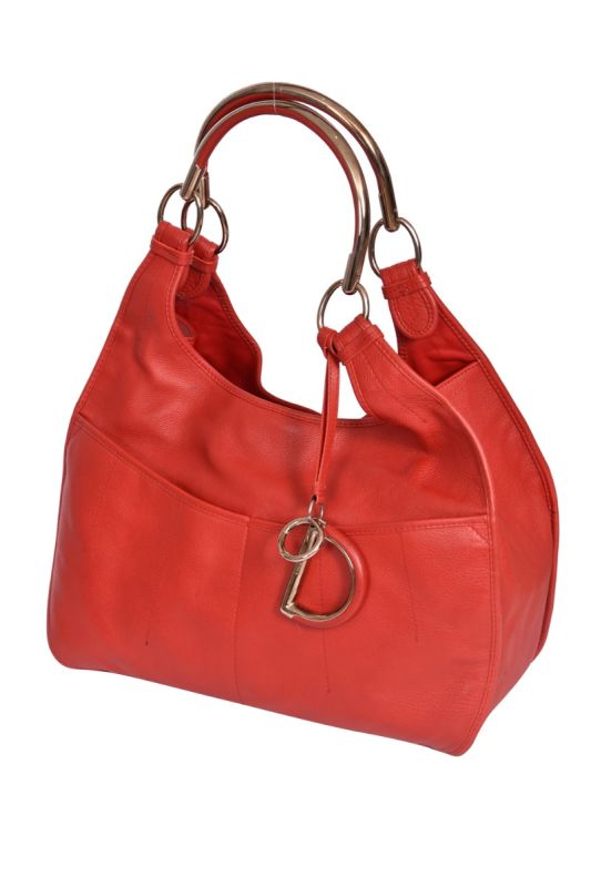 Christian Dior Red Leather Medium Hobo Bag