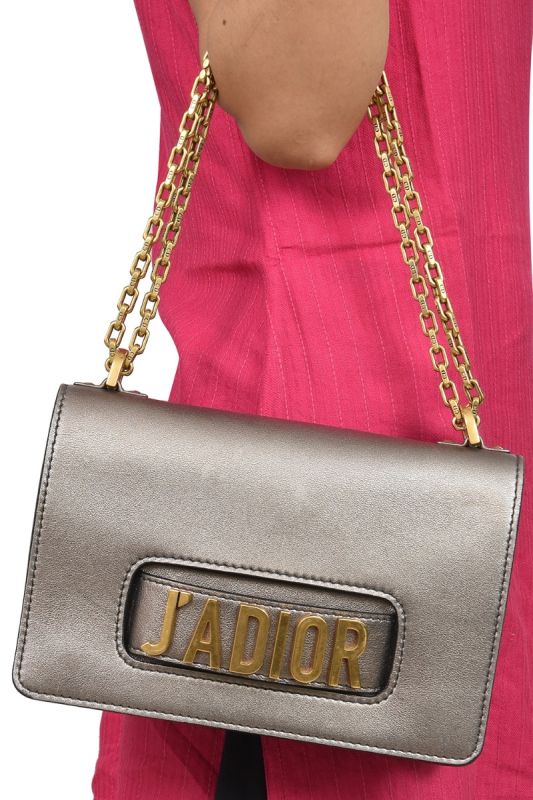 Christian Dior Silver J’Adior Calfskin Flap Bag