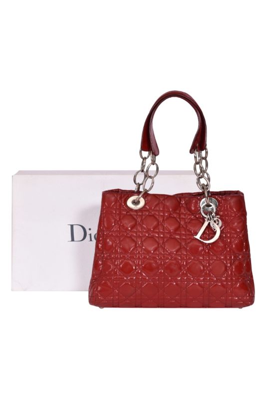 Christian Dior Tote Cannage Patent Leather Tote Bag