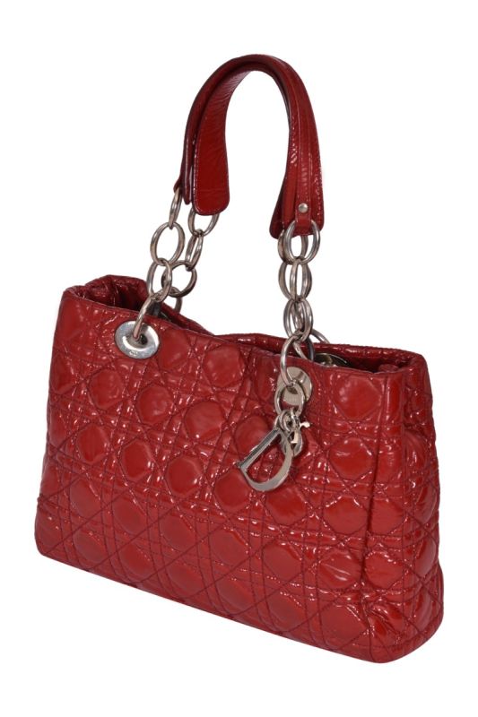 Christian Dior Tote Cannage Patent Leather Tote Bag