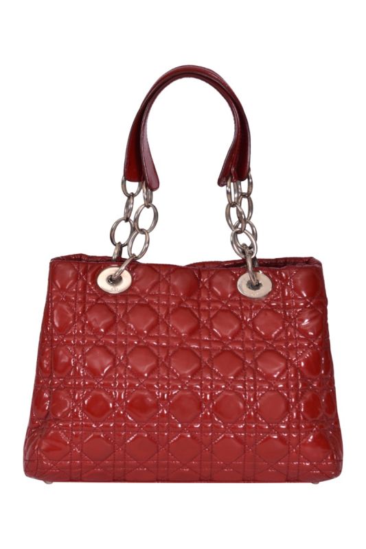 Christian Dior Tote Cannage Patent Leather Tote Bag