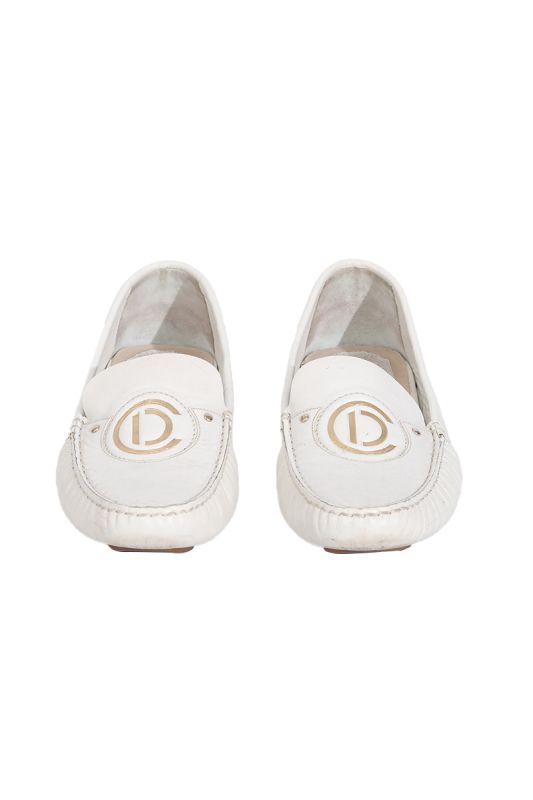 Christian Dior White Logo Loafers