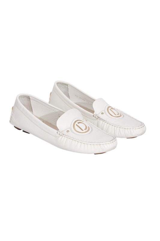 Christian Dior White Logo Loafers