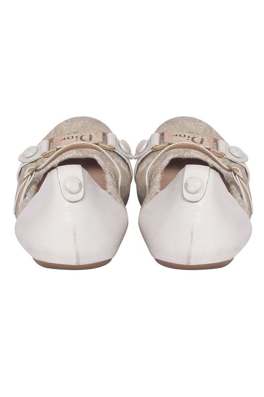 Christian Dior White Monogram Ballet Flats