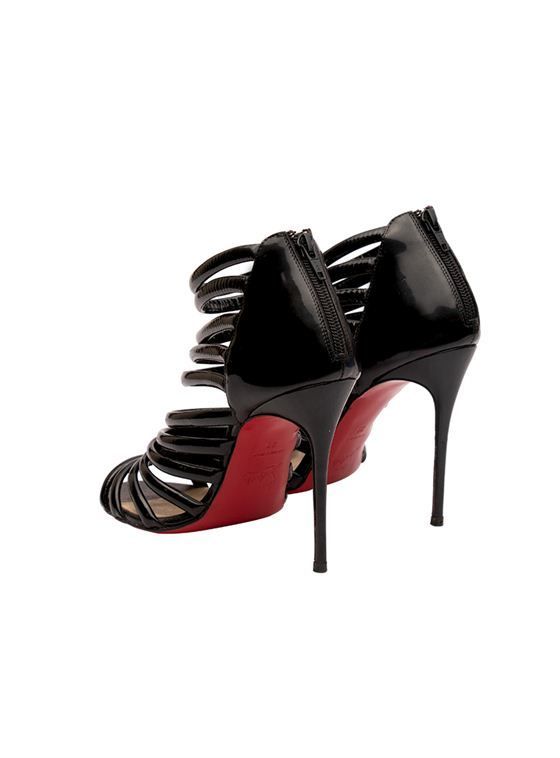 CHRISTIAN LOUBOUTIN BLACK GLADIATOR PEEP TOES