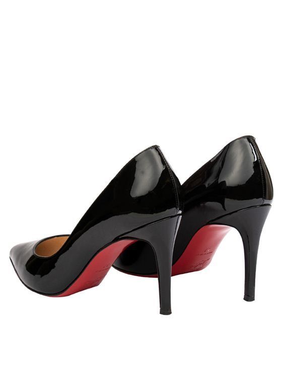 CHRISTIAN LOUBOUTIN BLACK PATENT LEATHER DECOLLETE PUMPS