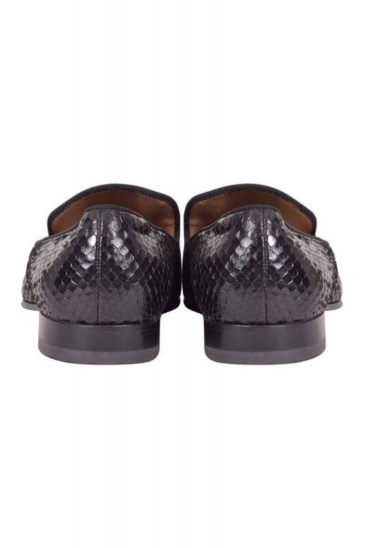 Christian Louboutin Black Python Leather Smoking Loafers