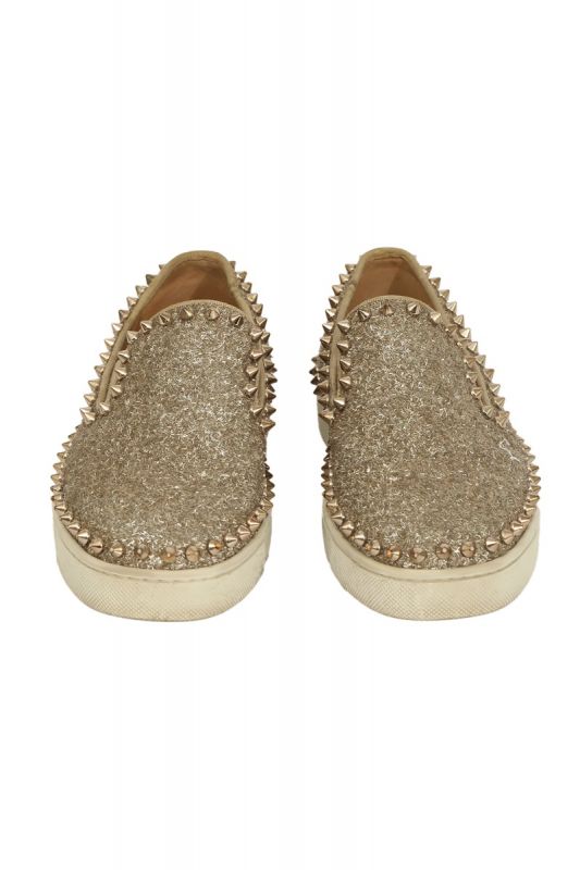 Christian Louboutin EU 35.5 Silver Spiked Sneakers