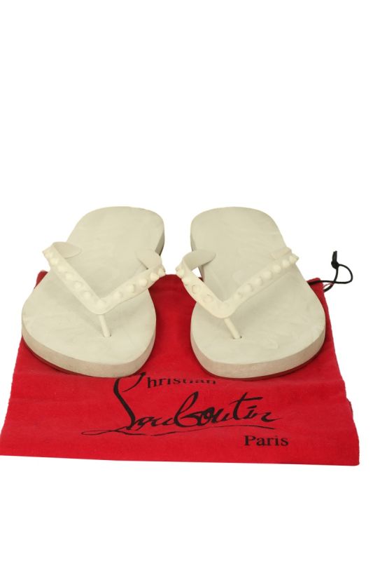 Christian Louboutin EU 36 White Studded Flip Flops