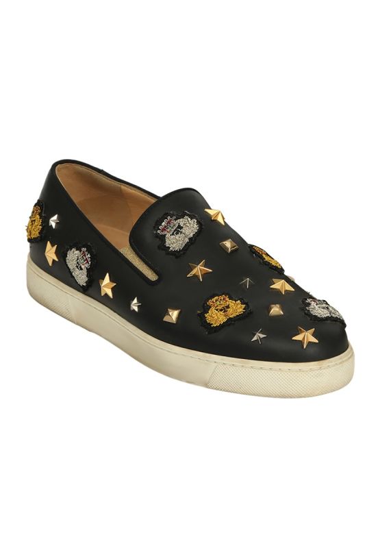 Christian Louboutin EU 37.5 Black Stars Embellished Loafers