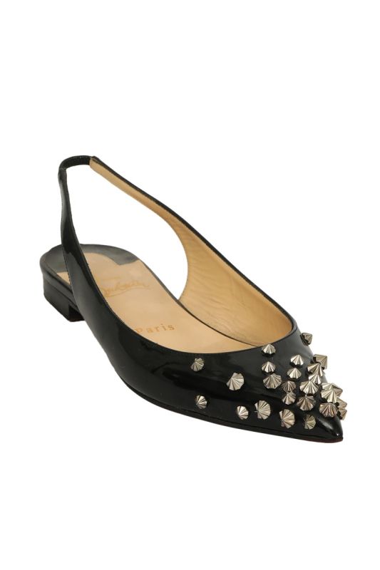 Christian Louboutin EU  37 Leather Darma Spikes Slingback Flats