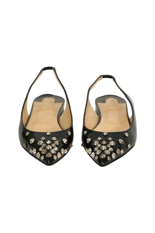 Christian Louboutin EU  37 Leather Darma Spikes Slingback Flats