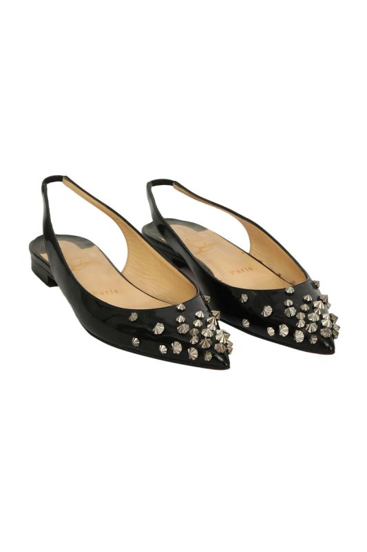 Christian Louboutin EU  37 Leather Darma Spikes Slingback Flats