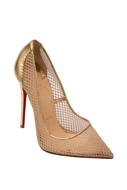 Christian Louboutin EU 37 Mettalic Gold Mesh Follies Resille Pumps