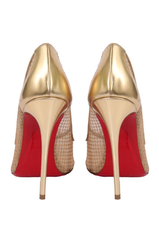 Christian Louboutin EU 37 Mettalic Gold Mesh Follies Resille Pumps