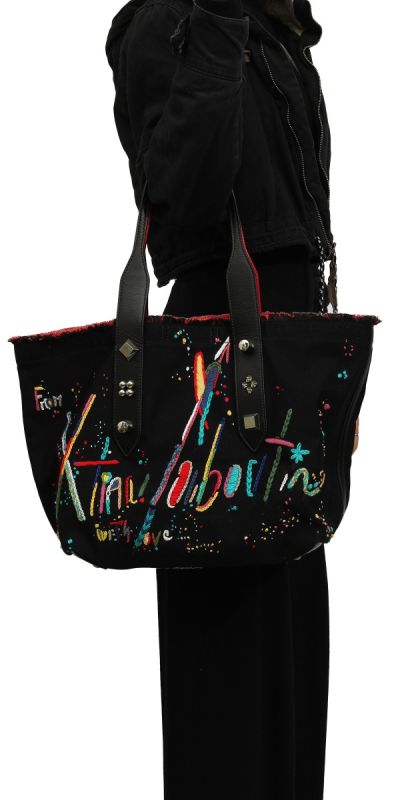 Christian Louboutin Frangibus Black Multicolor Embellished Tote Bag
