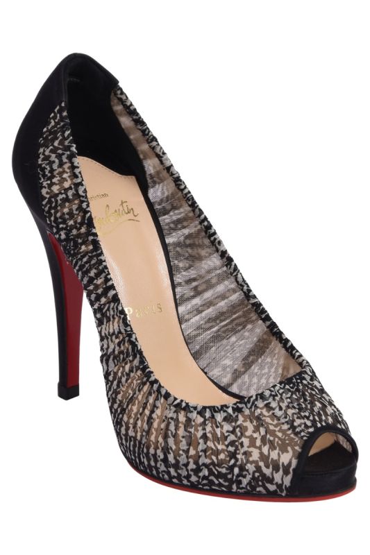 Christian Louboutin Lace Pattern Pleated Accents Pumps