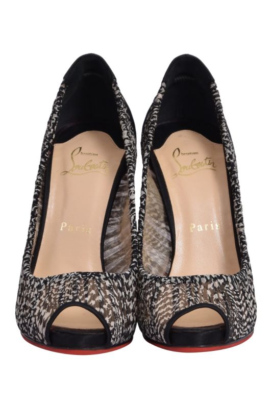 Christian Louboutin Lace Pattern Pleated Accents Pumps