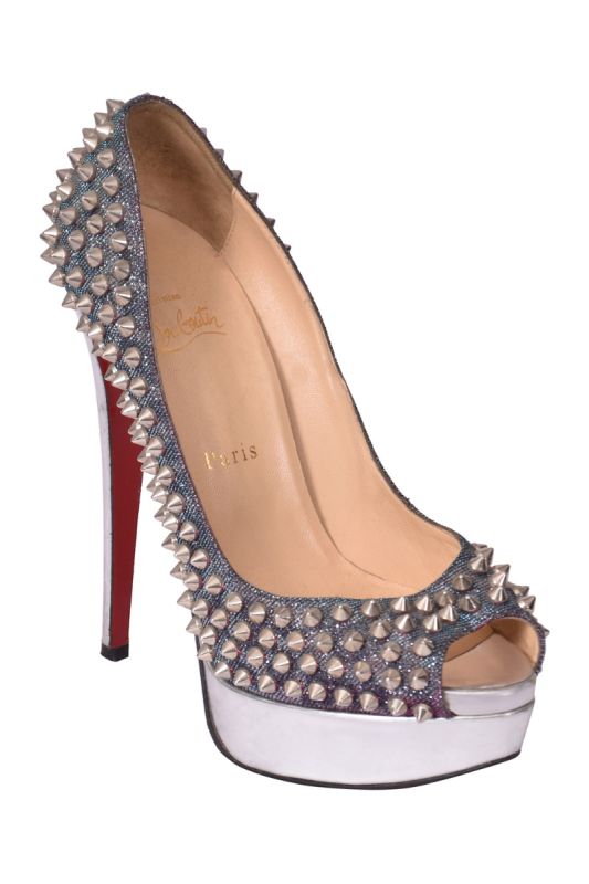 Christian Louboutin Lady Peep Spikes Platform Pumps