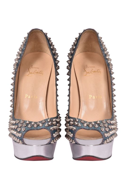 Christian Louboutin Lady Peep Spikes Platform Pumps