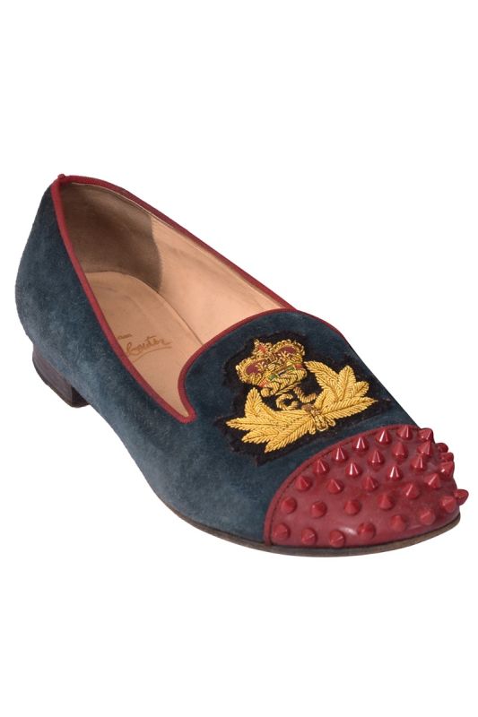 Christian Louboutin Velvet Spiked Loafers