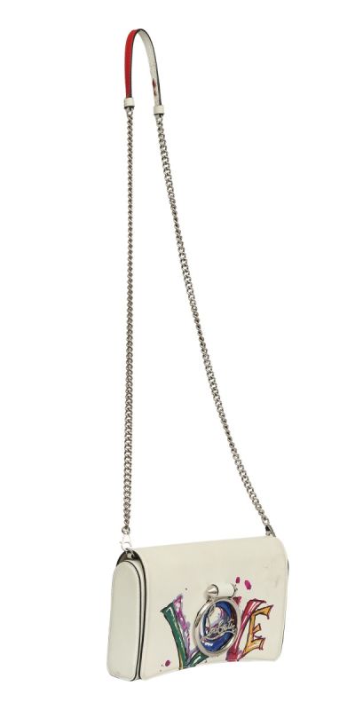 Christian Louboutin White Love Multicolor Embellished Sling Bag