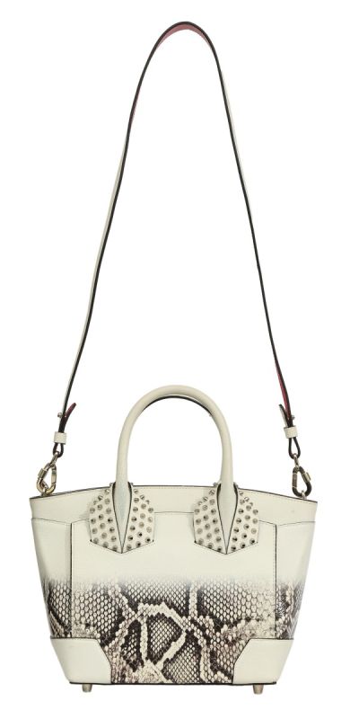 Christian Louboutin White Snakeskin Effect Leather Eloise Satchel